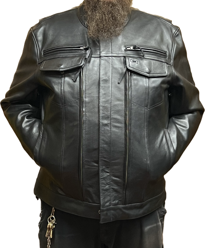 Mens Embossed Eagle Leather Motorcycle Jacket MLSJ24 – Leather Supreme