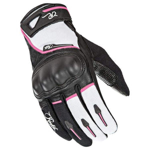 Women's Super Moto Black/ White / Pink: Features:

Goatskin leather and Stretch Span/Poly construction
Drum dyed goatskin lea