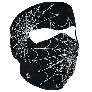 Full Mask Glow Spider Web Black: The ZAN Headgear Neoprene Face Mask features full coverage of the face and ears with stretch