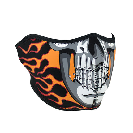 Half Mask Neoprene Burning Skull: The ZAN Headgear Neoprene Half Face Mask features full coverage of the nose, chin, and chee