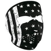 Full Mask Vintage Flag Bk & Wh: The ZAN Headgear Neoprene Face Mask features full coverage of the face and ears with stretchy