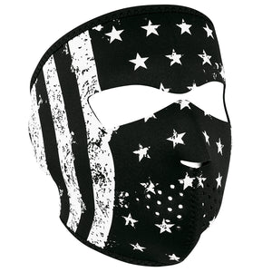Full Mask Vintage Flag Bk & Wh: The ZAN Headgear Neoprene Face Mask features full coverage of the face and ears with stretchy