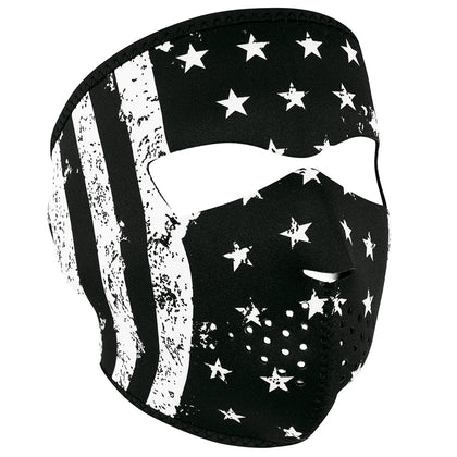 Full Mask Vintage Flag Bk & Wh: The ZAN Headgear Neoprene Face Mask features full coverage of the face and ears with stretchy