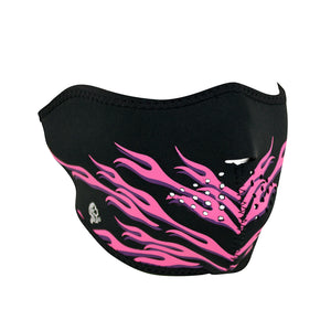 Half Mask Neoprene Pink Flames: The ZAN Headgear Neoprene Half Face Mask features full coverage of the nose, chin, and cheeks