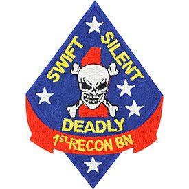 Eagle Emblems 3-1/2" Men's USMC 1st Recon Battalion Patch - Blue - Eagle Leather