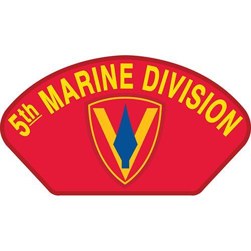 Eagle Emblems 5-1/4"x3" Men's USMC Hat 5th Division Patch - Red - Eagle Leather