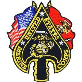Eagle Emblems 3-1/2" Men's USMC Spade Flags Patch - Multicolor - Eagle Leather