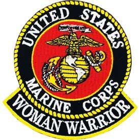 Eagle Emblems 3-5/8" Men's USMC Woman Warrior Patch - Black & Red - Eagle Leather