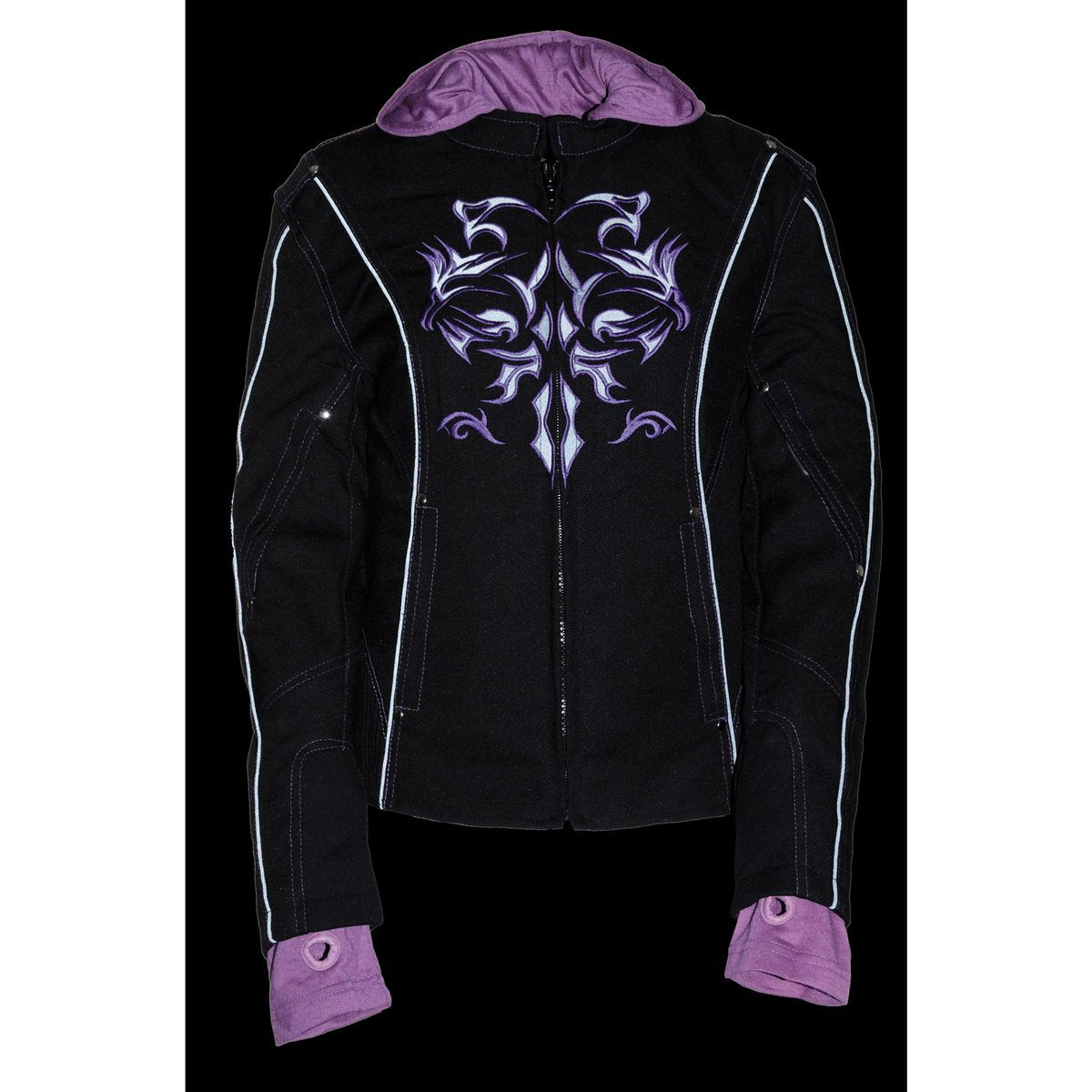 Ladies 3/4 Textile Jacket Reflective Tribal: Outside Features

Made of Durable 1300D Nylon Textile Material
Front Zipper Clos