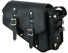 Solo Bag With Drink Holder Right: RIGHT SIDE SYNTHETIC LEATHER SWING ARM BAG W/BOTTLE HOLDERLeft Side Synthetic Leather Swing