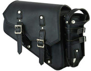 Solo Bag With Drink Holder Right: RIGHT SIDE SYNTHETIC LEATHER SWING ARM BAG W/BOTTLE HOLDERLeft Side Synthetic Leather Swing