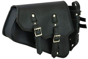 Solo Bag With Drink Holder Right: RIGHT SIDE SYNTHETIC LEATHER SWING ARM BAG W/BOTTLE HOLDERLeft Side Synthetic Leather Swing