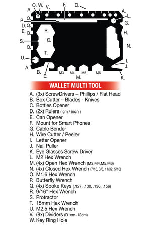 Wallet Multi Tool 43-1: 43 Tools in 1Stainless SteelCredit Card Size